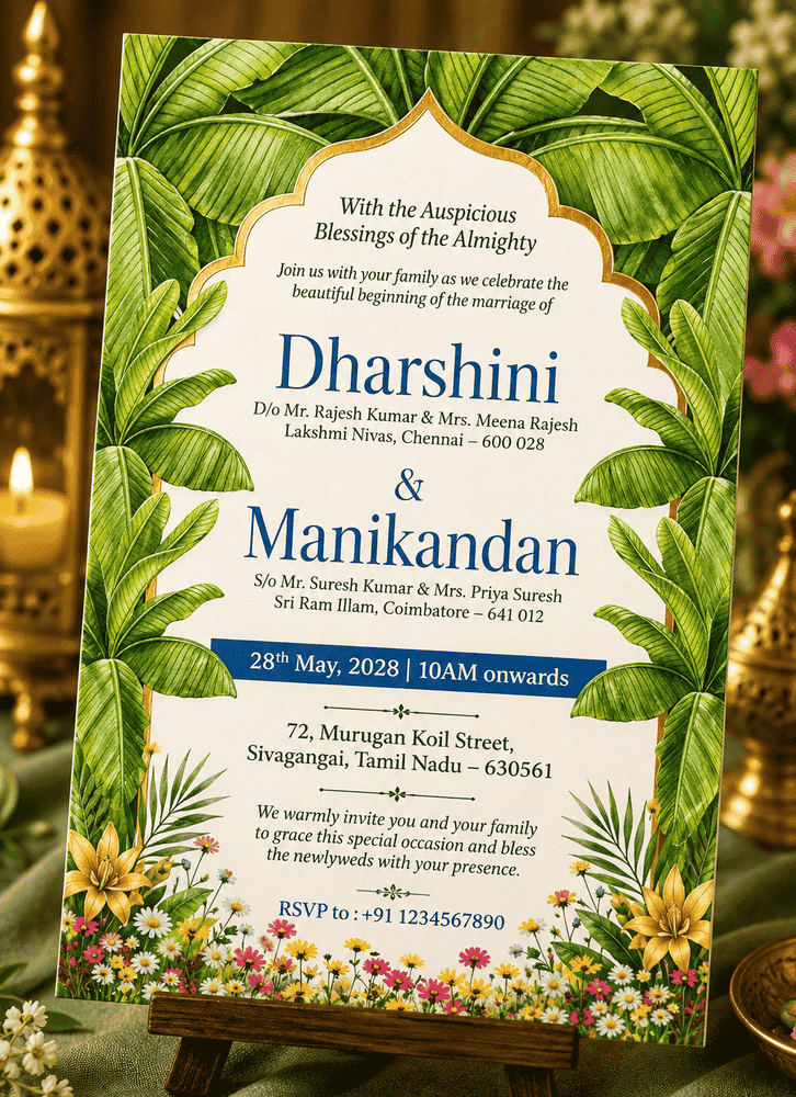 Tropical Banana Leaf Wedding Invitation