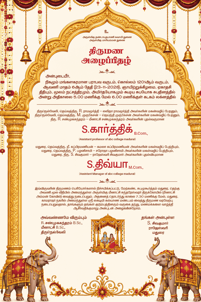 Golden Temple Arch Wedding Invitation