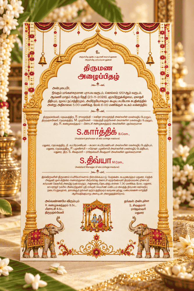 Golden Temple Arch Wedding Invitation