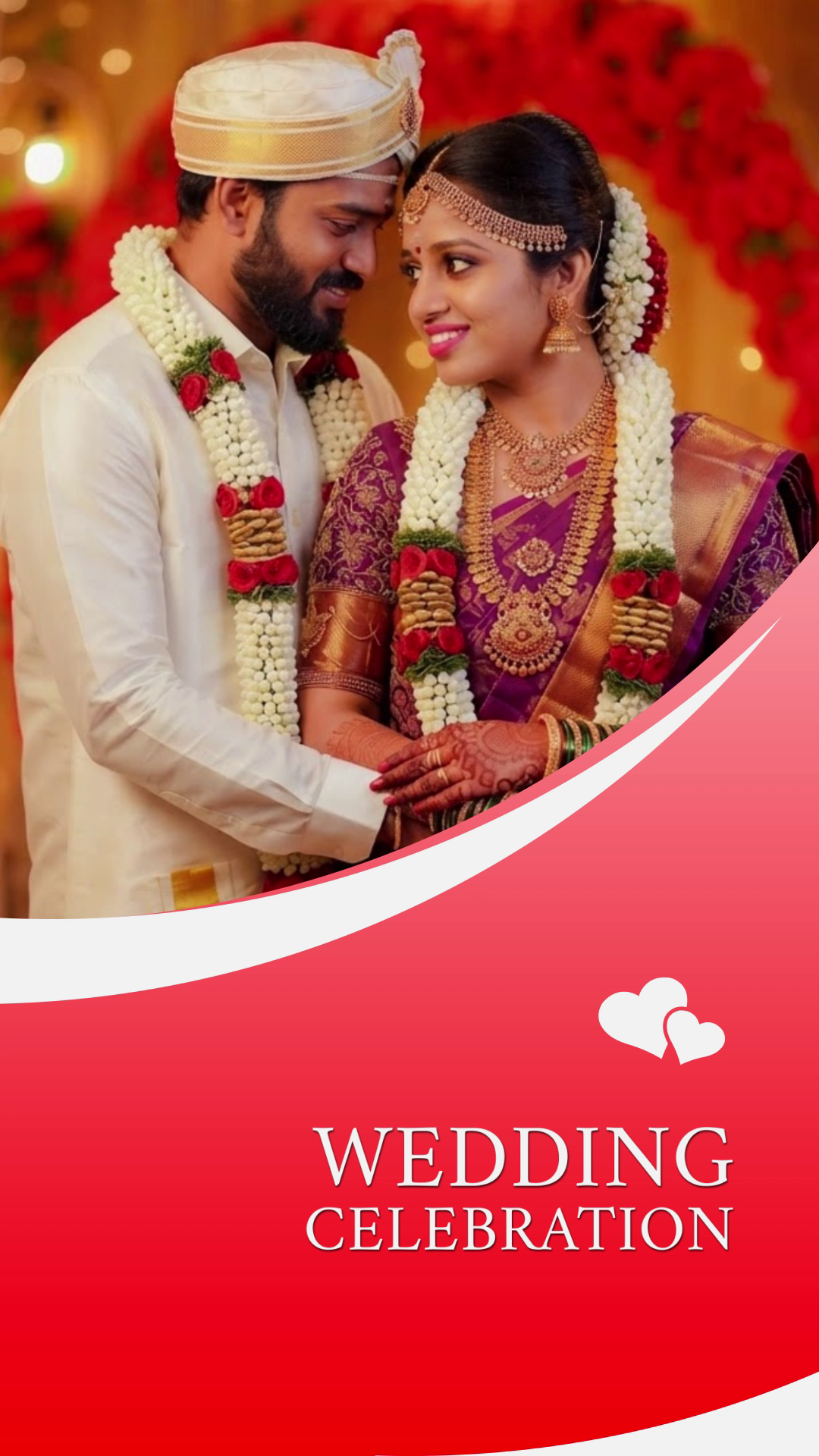 Elegant Red & White Wedding Invitation