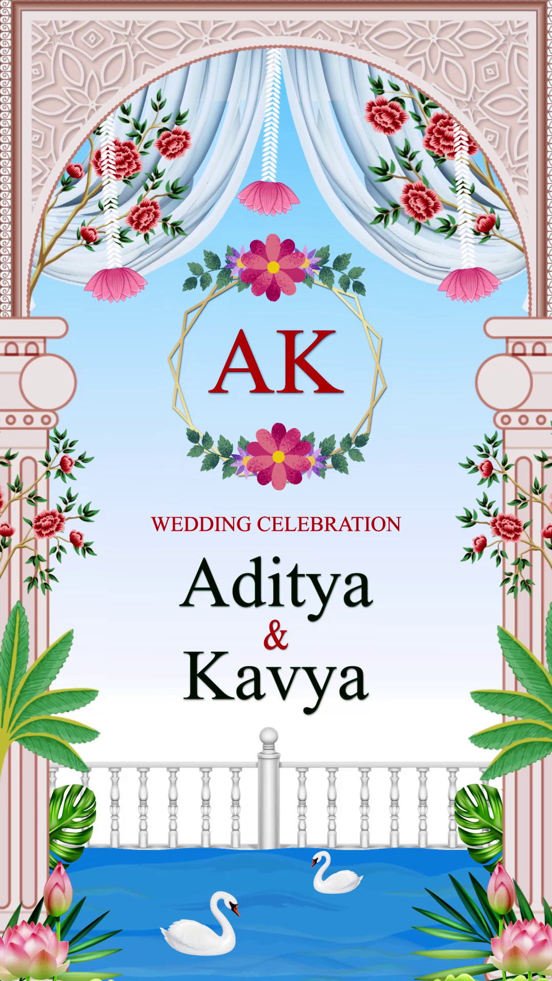 Elegant Floral Frame Wedding Invitation