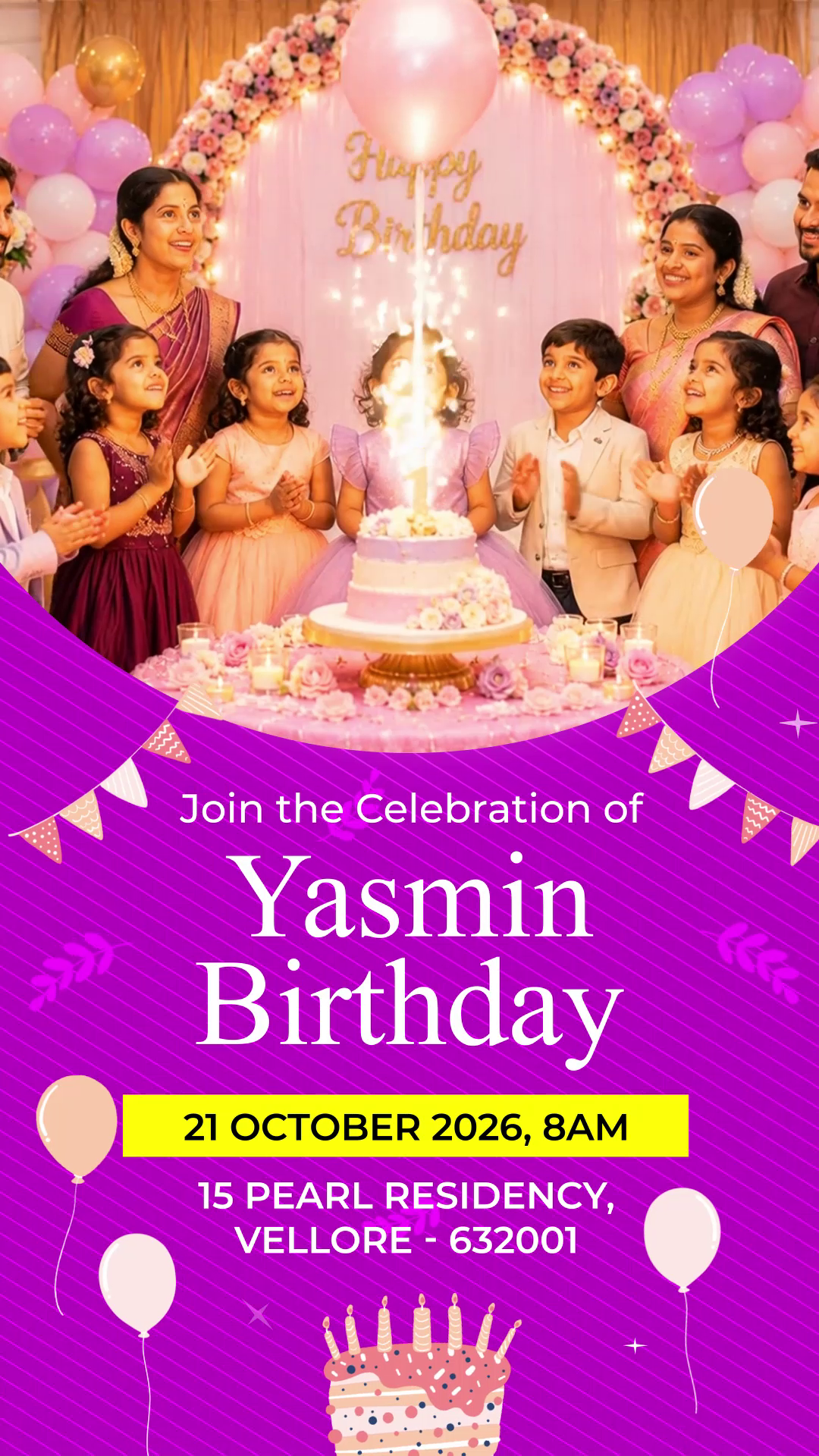 Purple Birthday Celebration Invitation